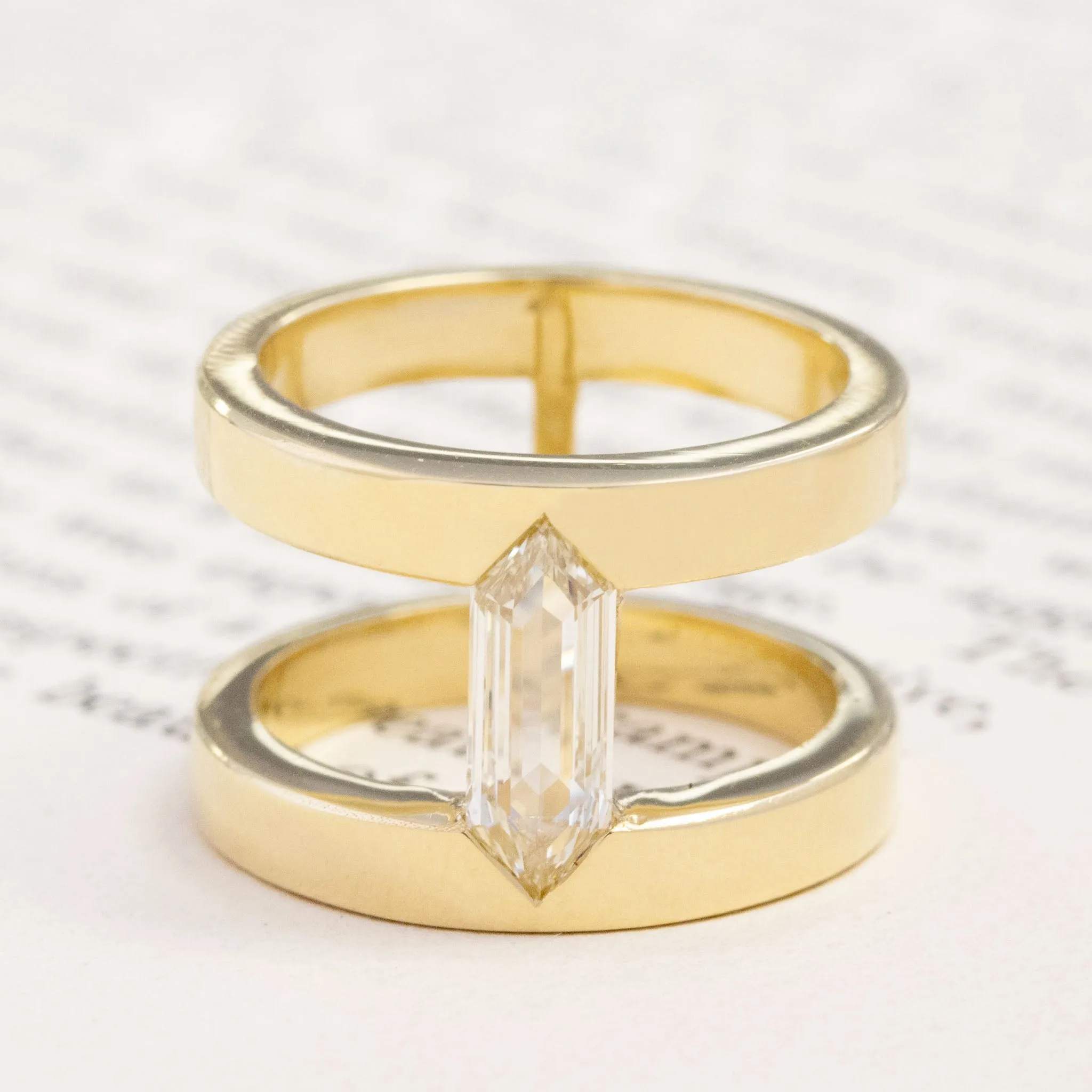 1.03ct Shield Step Cut Diamond Armor Ring