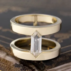 1.03ct Shield Step Cut Diamond Armor Ring