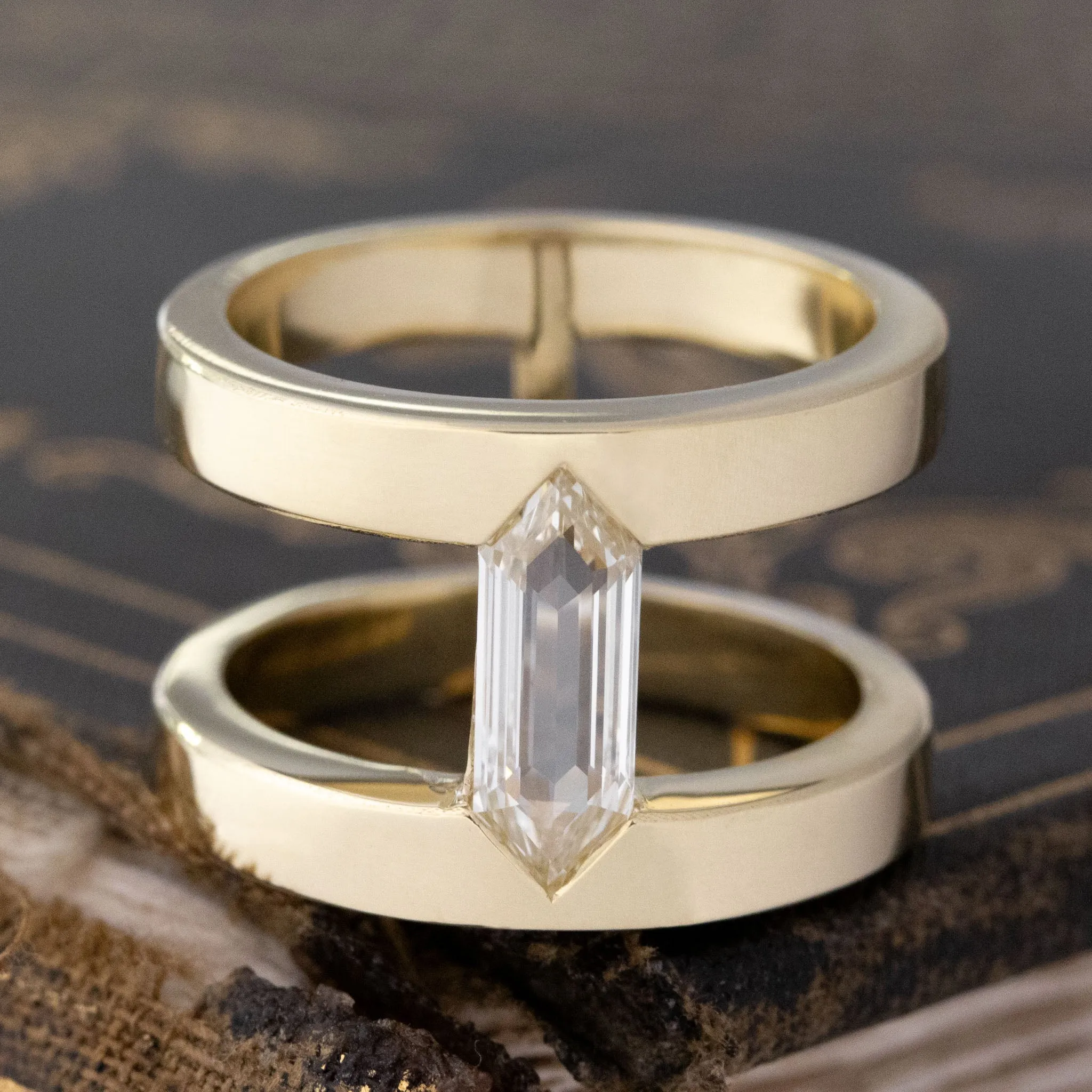 1.03ct Shield Step Cut Diamond Armor Ring