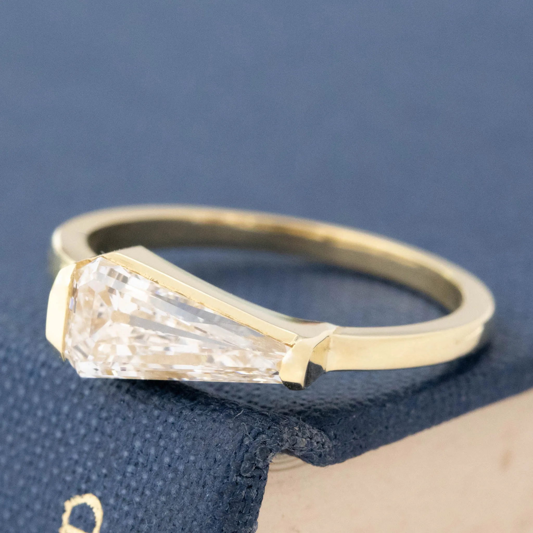 1.03ct Tapered Baguette Cut Diamond Half-Bezel Solitaire, GIA F VS2