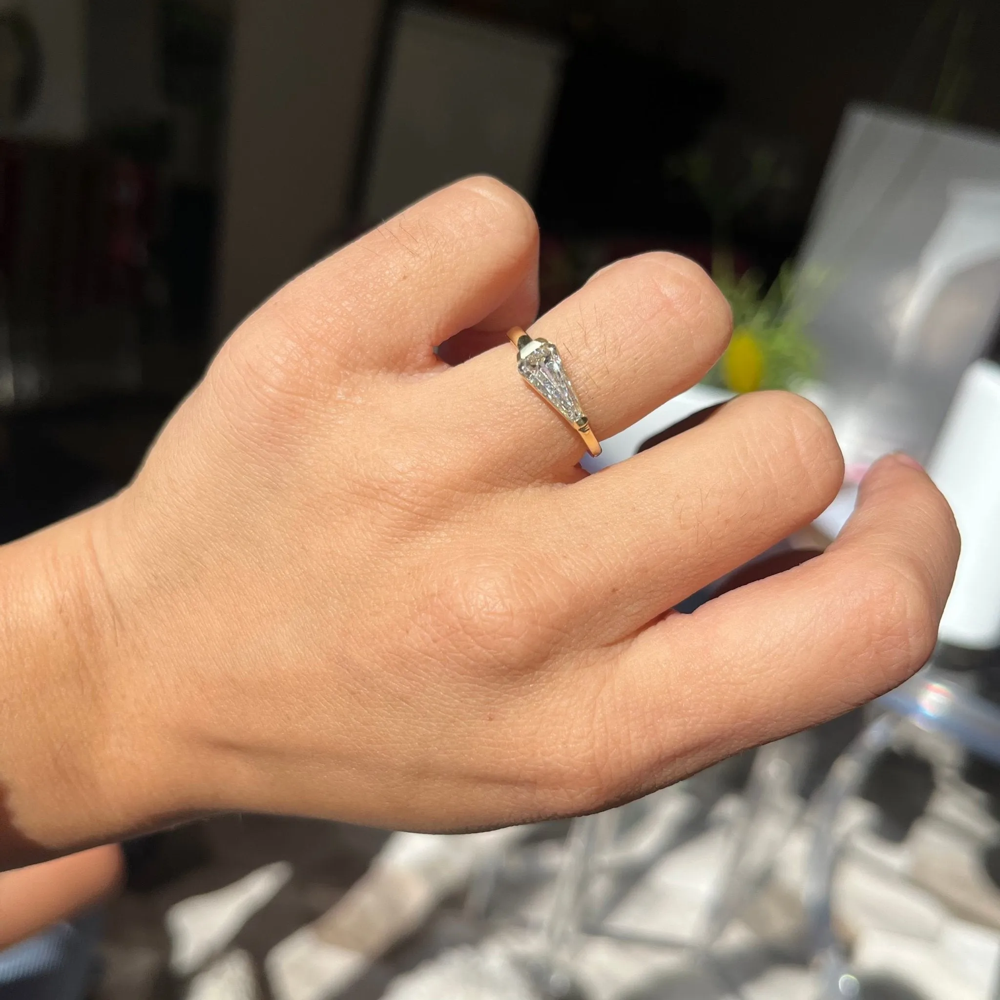 1.03ct Tapered Baguette Cut Diamond Half-Bezel Solitaire, GIA F VS2