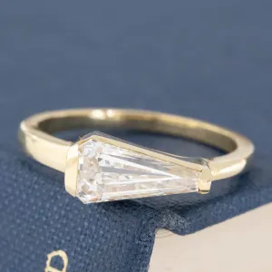1.03ct Tapered Baguette Cut Diamond Half-Bezel Solitaire, GIA F VS2