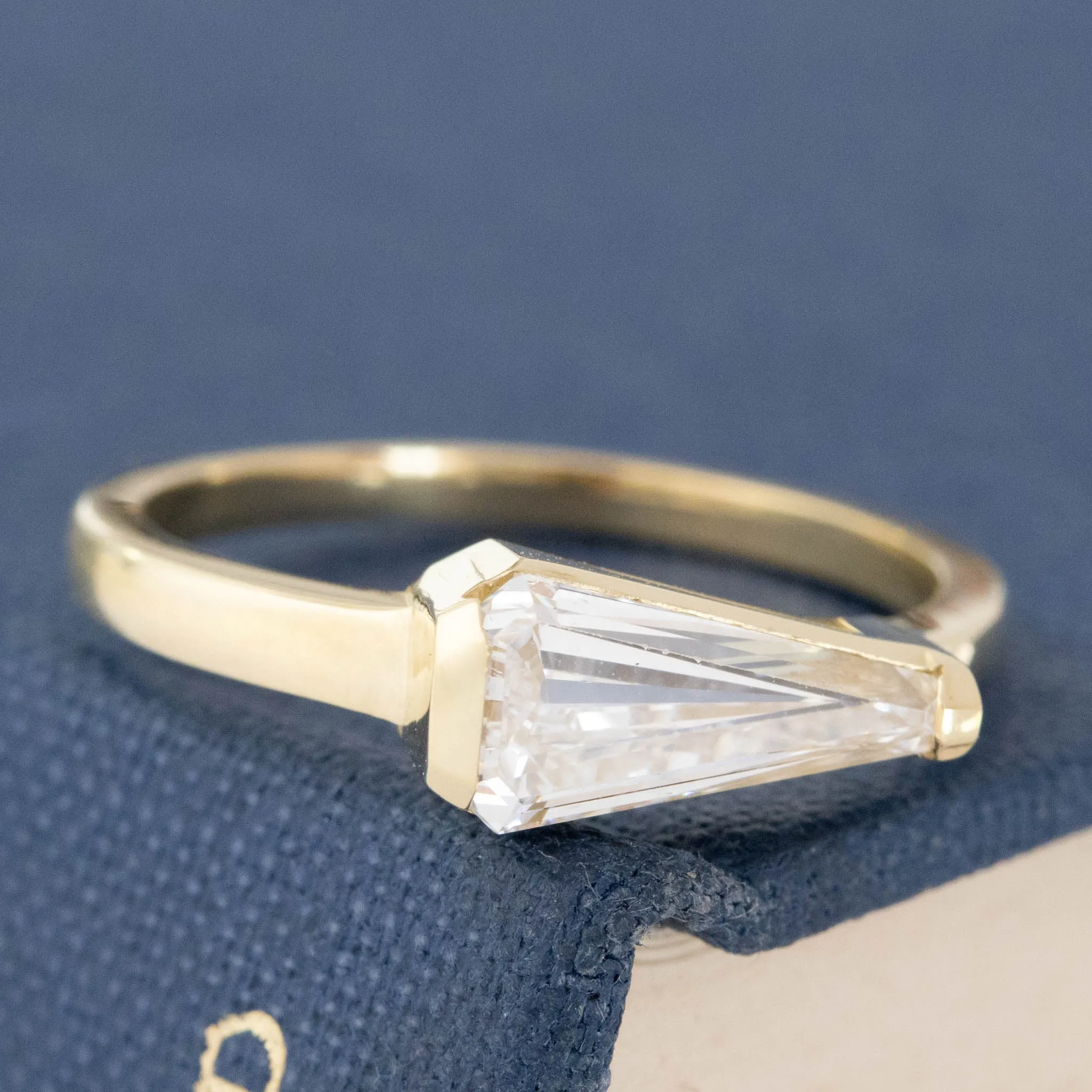 1.03ct Tapered Baguette Cut Diamond Half-Bezel Solitaire, GIA F VS2