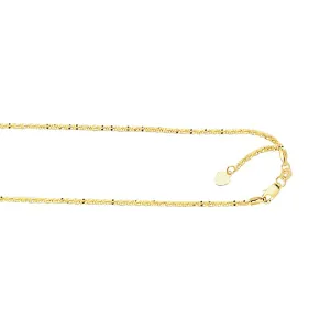 10K Gold 1.2mm Adjustable Sparkle Chain