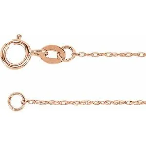 10K Rose 1 mm Solid Rope 24" Chain