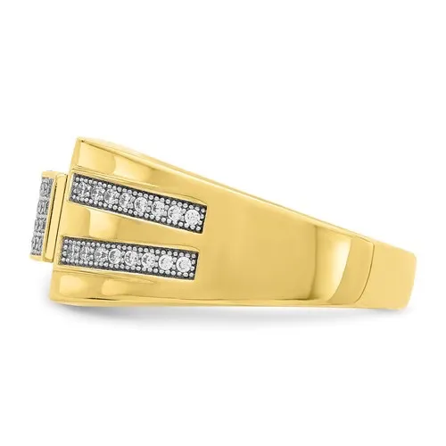 10K Yellow Gold Men's CZ Fancy Ring