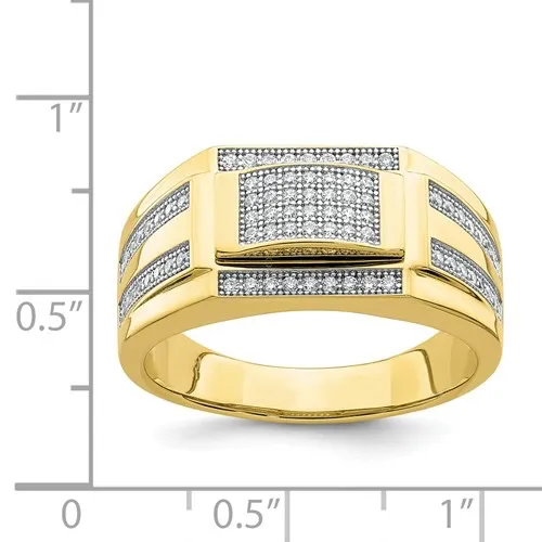 10K Yellow Gold Men's CZ Fancy Ring