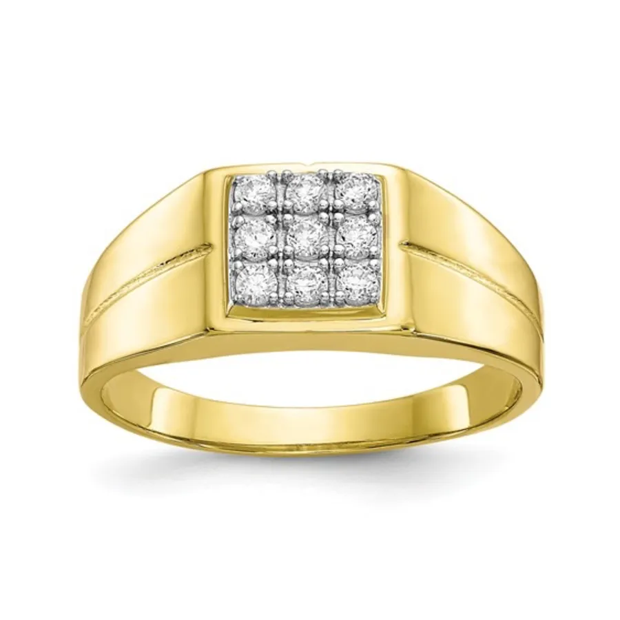 10K Yellow Gold Mens CZ Ring
