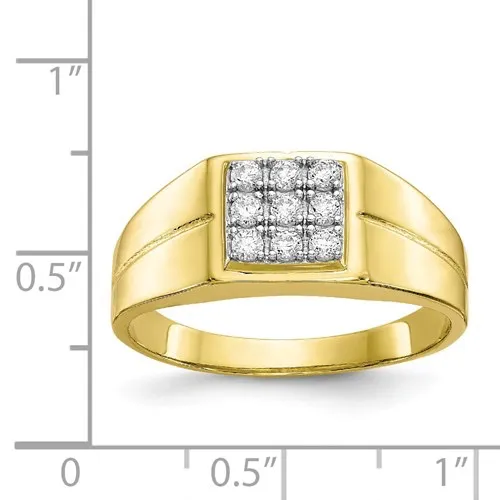 10K Yellow Gold Mens CZ Ring