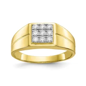 10K Yellow Gold Mens CZ Ring
