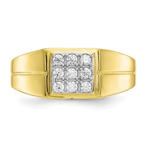 10K Yellow Gold Mens CZ Ring