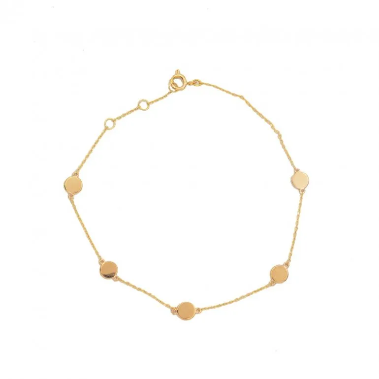 10K (Yellow, White or Rose) Gold Disc Station Bracelet