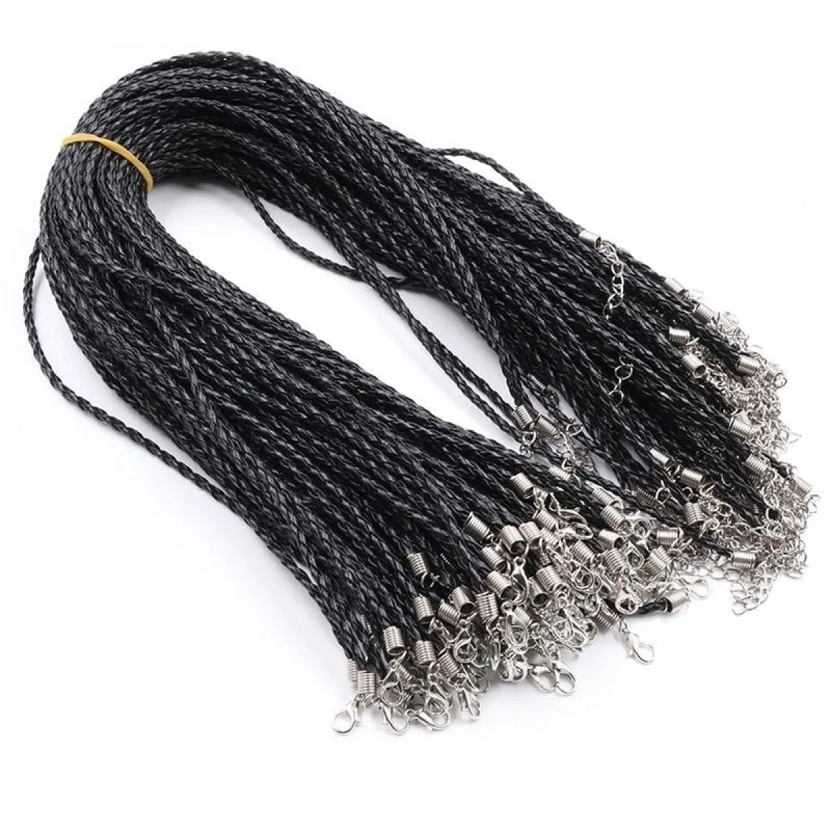 10pcs Braided Rope Necklaces & Pendant Charms Findings Lobster Clasp String Cord 3mm Black