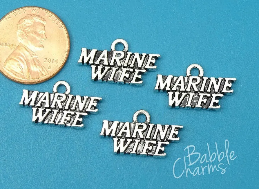 12 pc Marine wife charm, Marine wife, Marine, military. Alloy charm, very high quality. Perfect for jewelry making and other DIY projects Box 18
