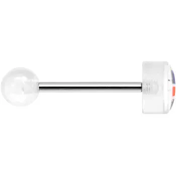 14 Gauge 5/8 Clear Acrylic UK British Flag Tongue Ring