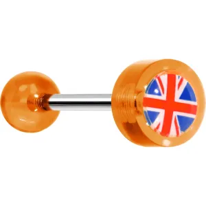 14 Gauge 5/8 Orange Acrylic UK British Flag Tongue Ring