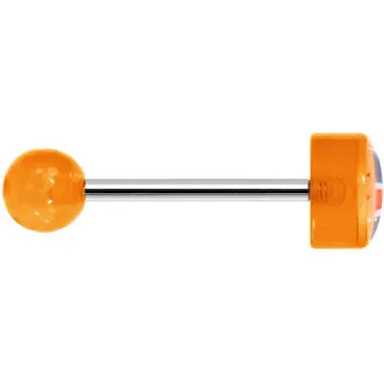 14 Gauge 5/8 Orange Acrylic UK British Flag Tongue Ring
