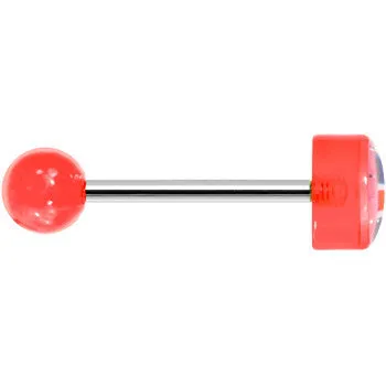 14 Gauge 5/8 Red Acrylic UK British Flag Tongue Ring
