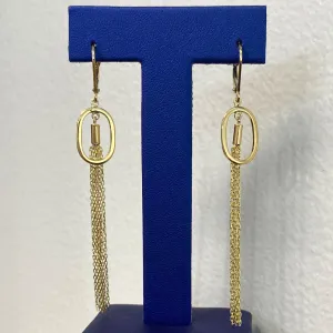 14k Fancy Oval & Multi-chain Dangle Earrings with Lever Back
