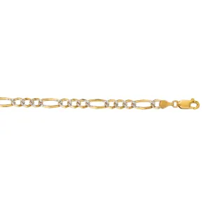 14K Gold 4.75mm White Pave Figaro Chain
