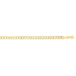 14K Gold 7mm White Pave Curb Chain