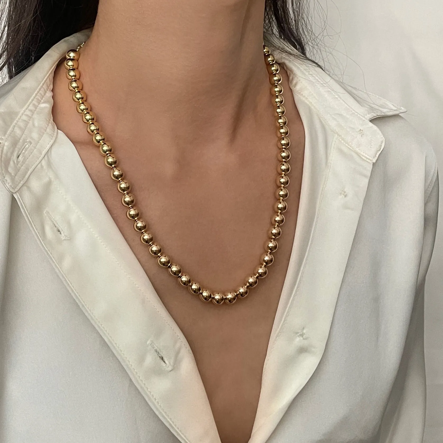 14K Gold Chunky Ball Necklace