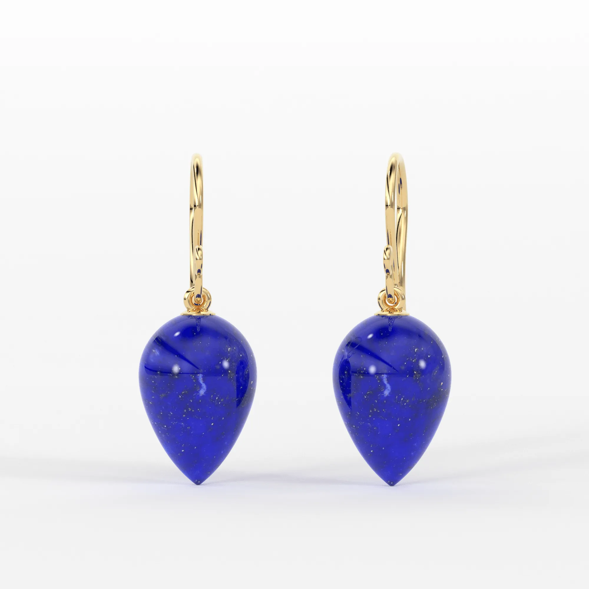 14K Gold Lapis Lazuli Earrings / Large Lapis Drop Earrings / Lapis Spike Earrings / Royal Blue Earrings / September Birthstone Earrings