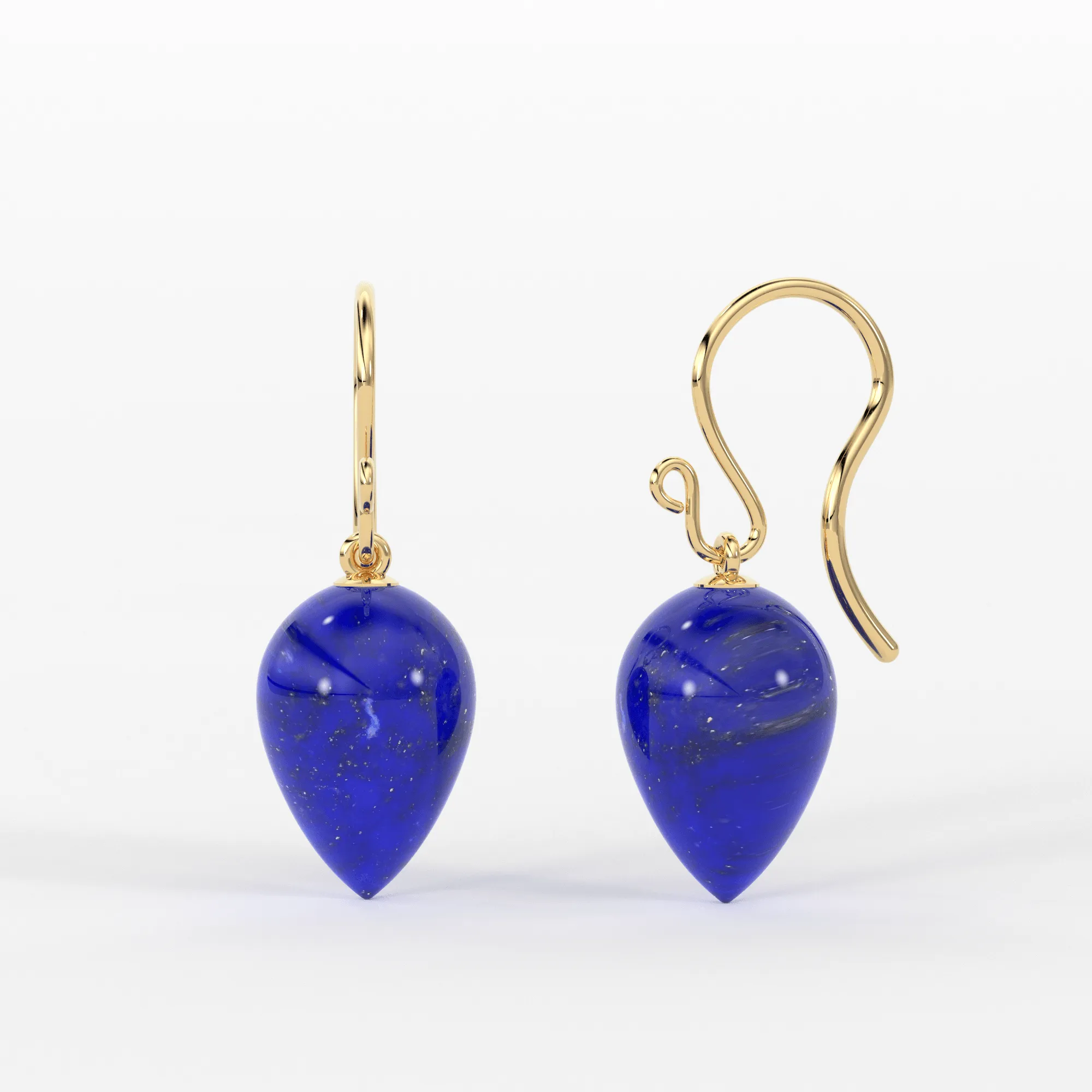 14K Gold Lapis Lazuli Earrings / Large Lapis Drop Earrings / Lapis Spike Earrings / Royal Blue Earrings / September Birthstone Earrings