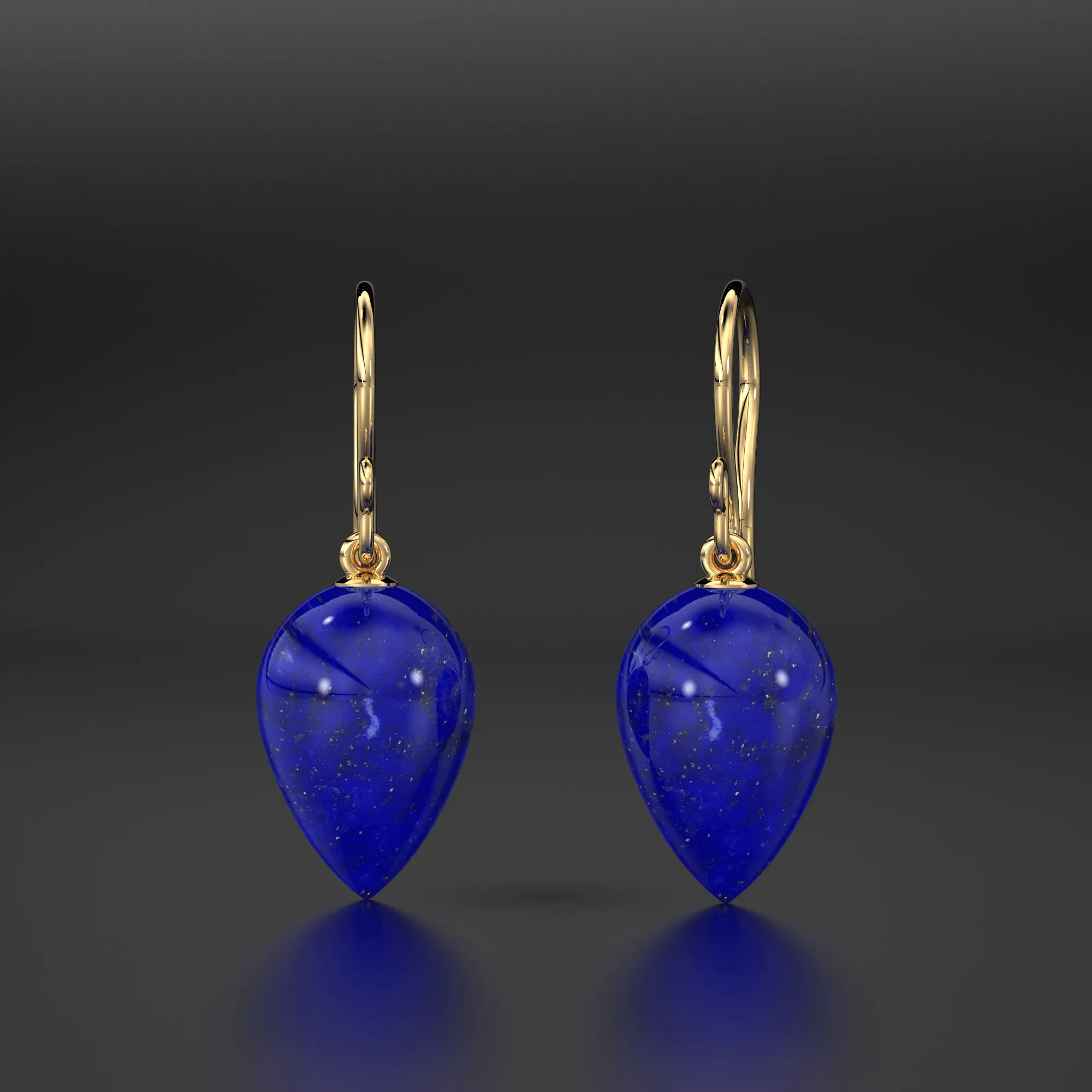 14K Gold Lapis Lazuli Earrings / Large Lapis Drop Earrings / Lapis Spike Earrings / Royal Blue Earrings / September Birthstone Earrings