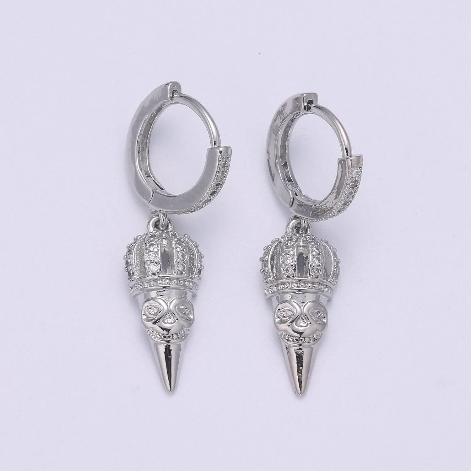 14k Gold spike earring, Spike hoop earrings, Pendulum huggie, Gift for her, Tiny hoop earrings Dangle earrings P-048 P-049