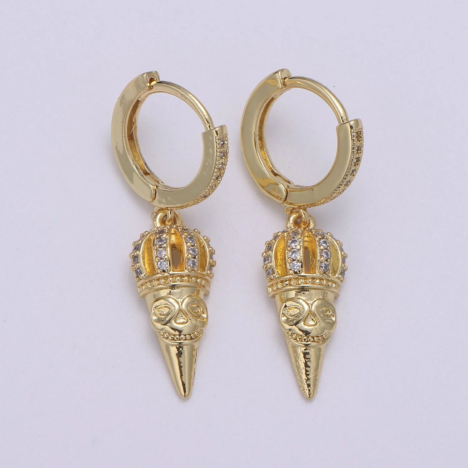 14k Gold spike earring, Spike hoop earrings, Pendulum huggie, Gift for her, Tiny hoop earrings Dangle earrings P-048 P-049
