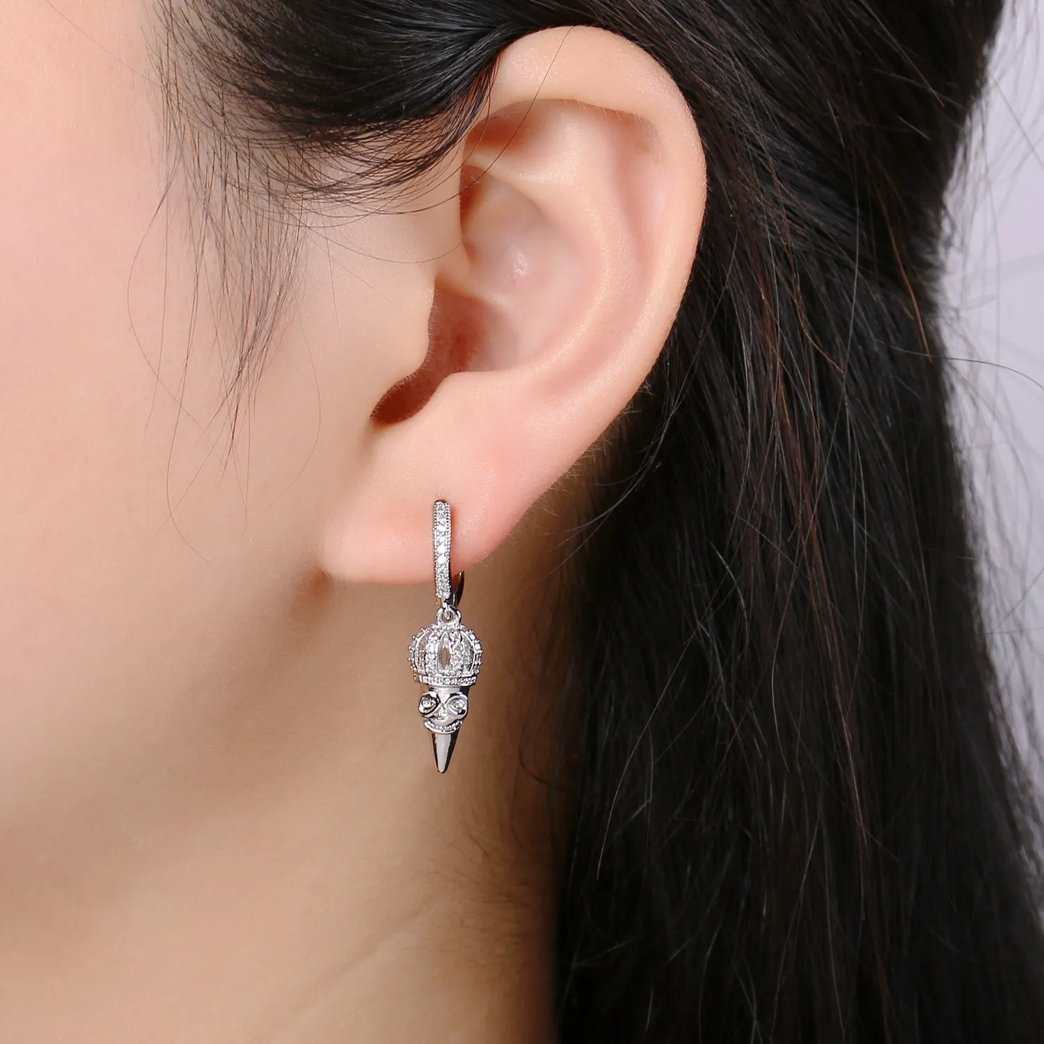 14k Gold spike earring, Spike hoop earrings, Pendulum huggie, Gift for her, Tiny hoop earrings Dangle earrings P-048 P-049