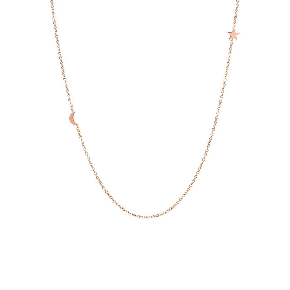 14k Itty Bitty Off-Center Moon & Star Necklace