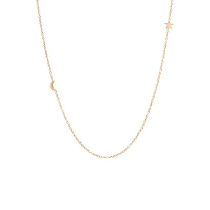 14k Itty Bitty Off-Center Moon & Star Necklace