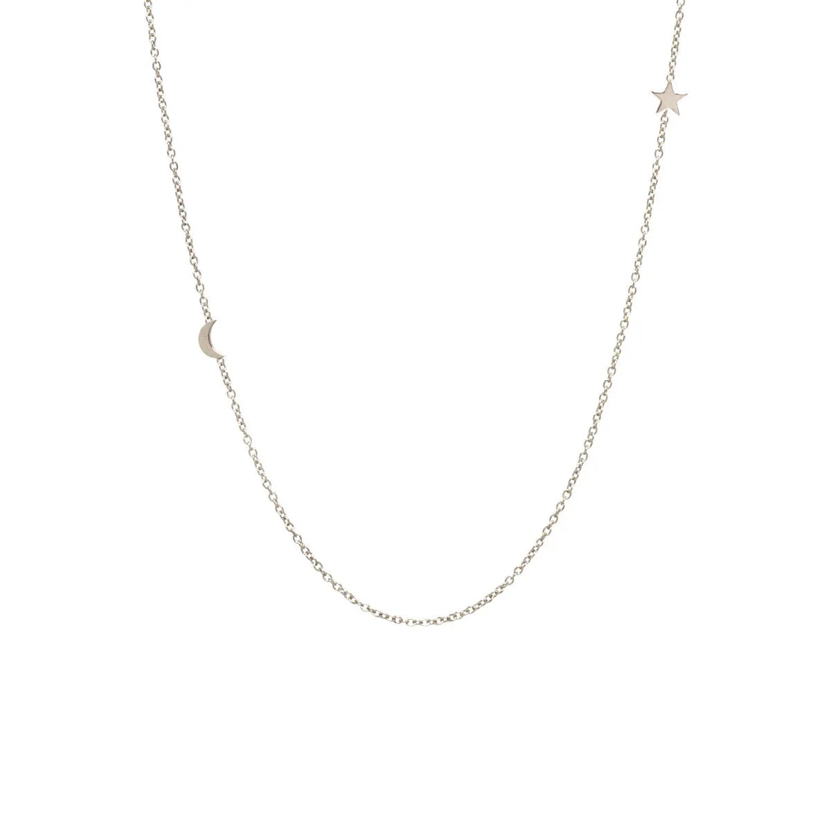 14k Itty Bitty Off-Center Moon & Star Necklace