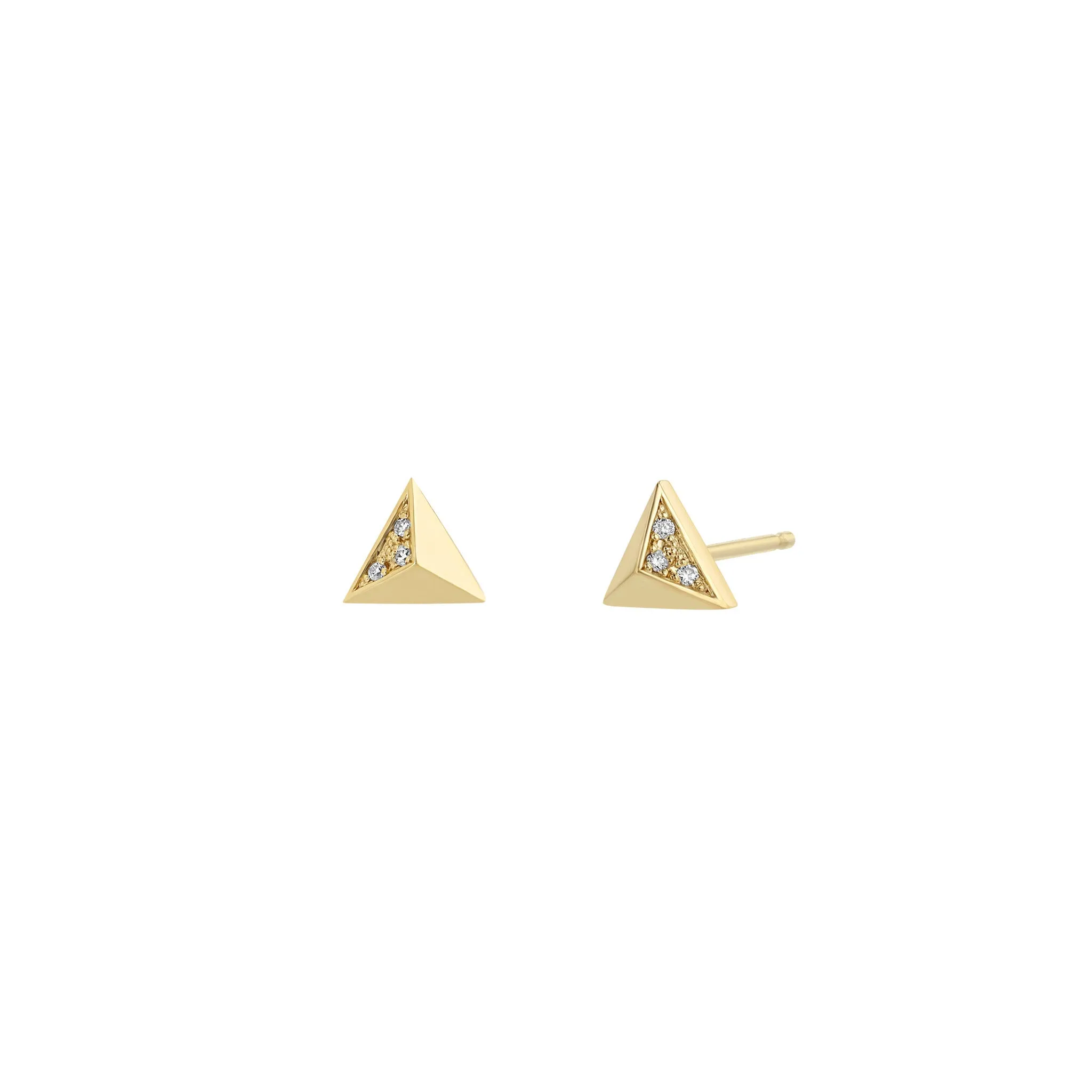 14k Pavé Diamond Triangle Pyramid Studs