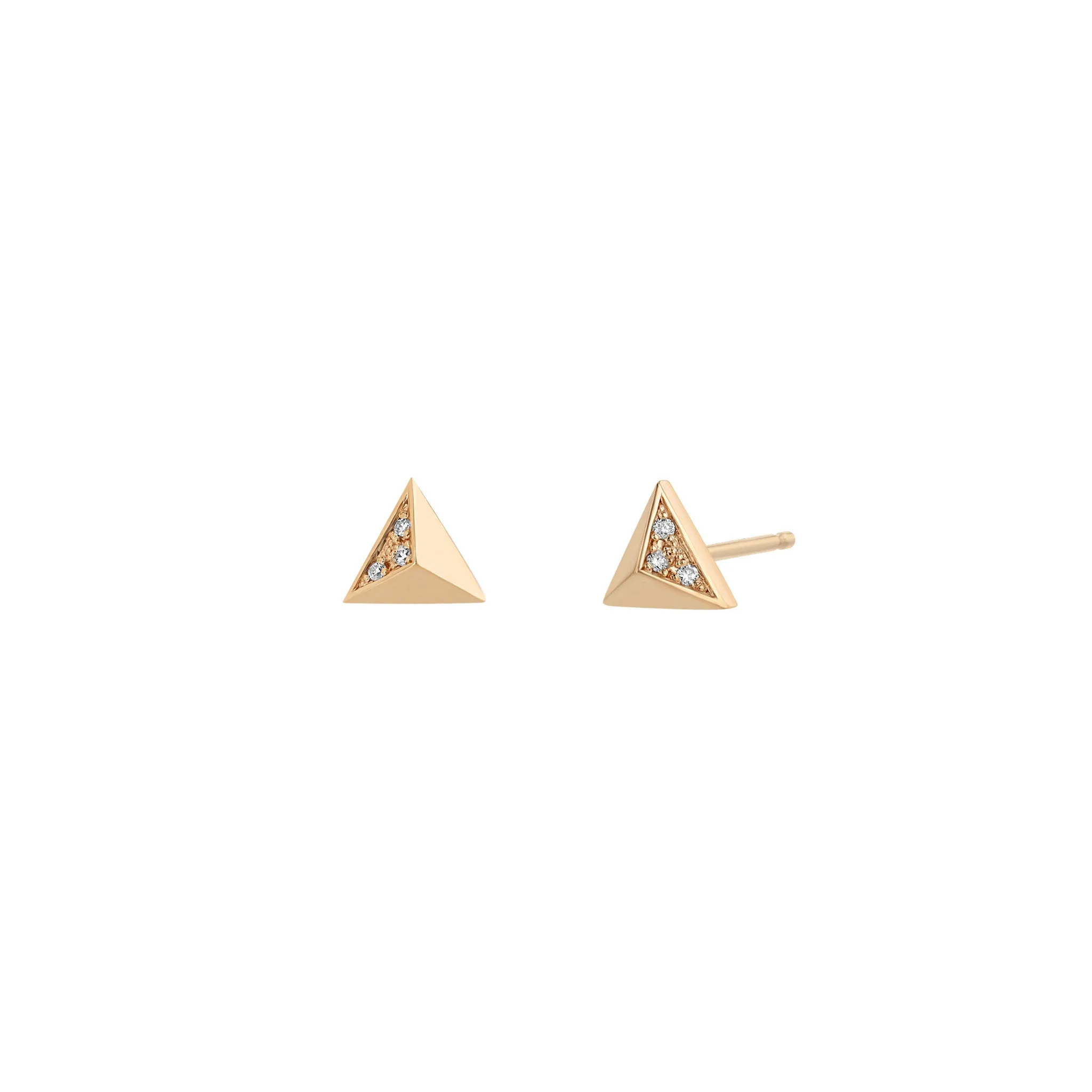 14k Pavé Diamond Triangle Pyramid Studs