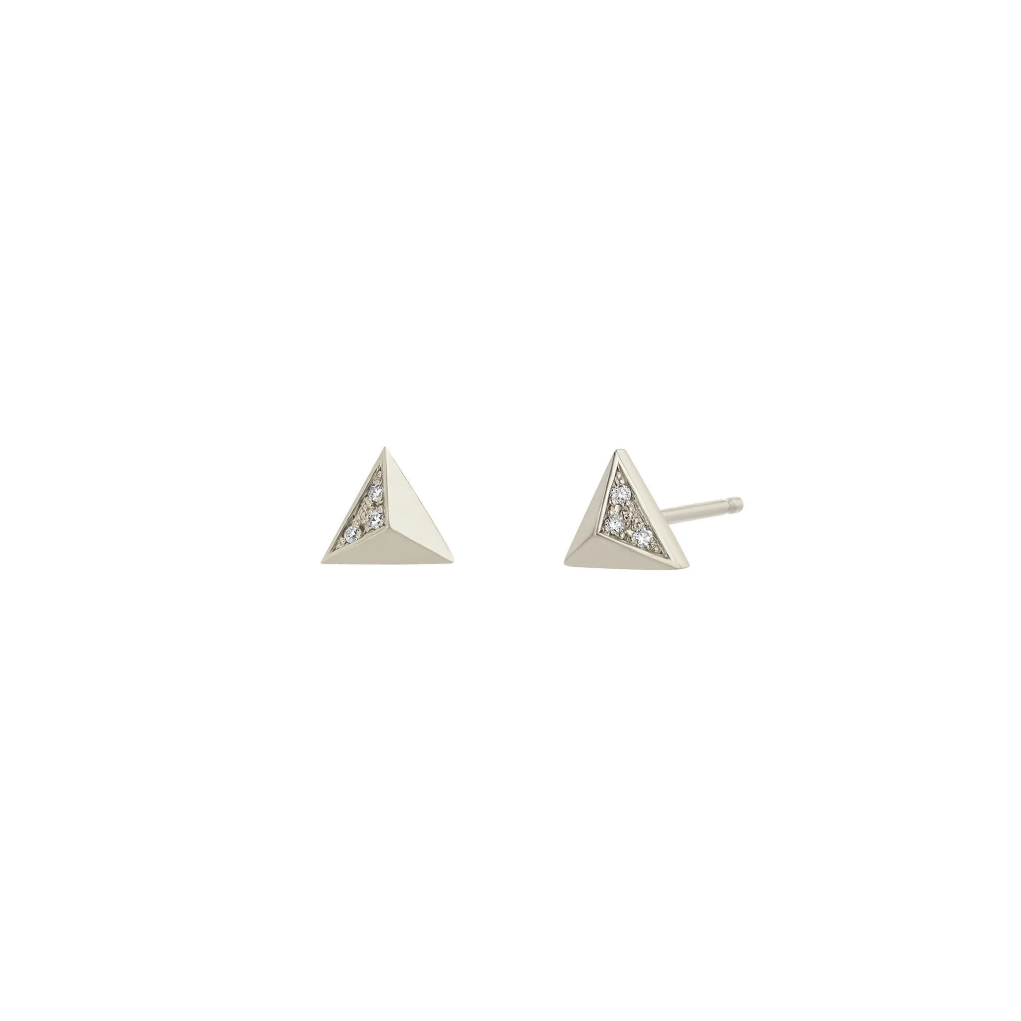 14k Pavé Diamond Triangle Pyramid Studs