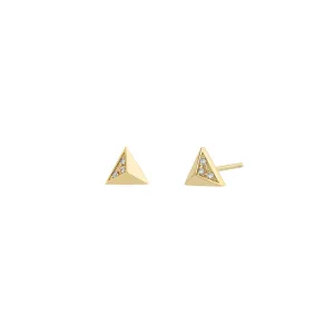 14k Pavé Diamond Triangle Pyramid Studs