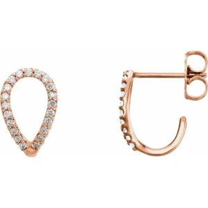 14K Rose 1/5 CTW Diamond Geometric J-Hoop Earrings