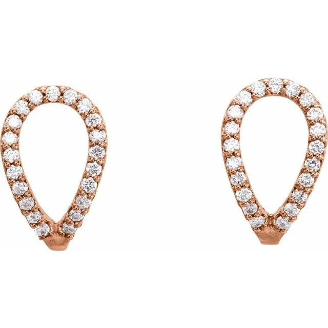 14K Rose 1/5 CTW Diamond Geometric J-Hoop Earrings