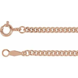 14K Rose 2.25 mm Solid Curb Link 24" Chain
