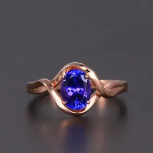 14k Rose Gold Oval Tanzanite Ring 1.66 Carats