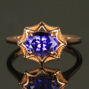 14K Rose Gold Tanzanite Oval Ring