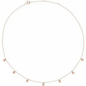 14K Rose Heart 7-Station 16-18" Necklace