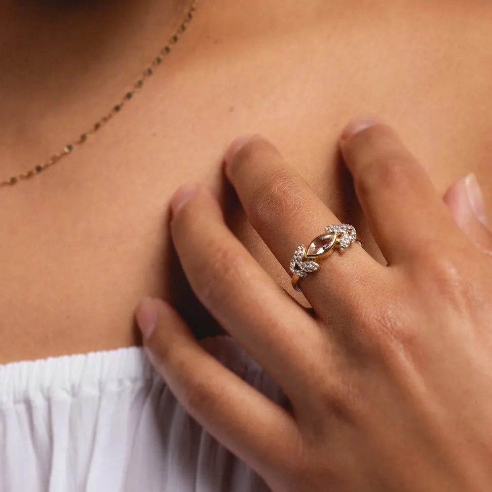14k Vintage Inspired Laurel Crown Ring