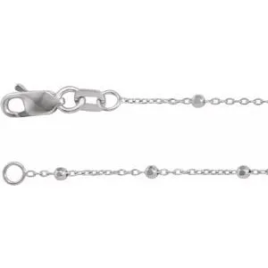 14K White .85 mm Faceted Beaded Cable 24" Chain
