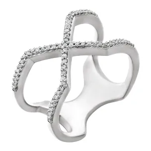14k White Gold 1/6 CTW Diamond Geometric Ring, Size 7