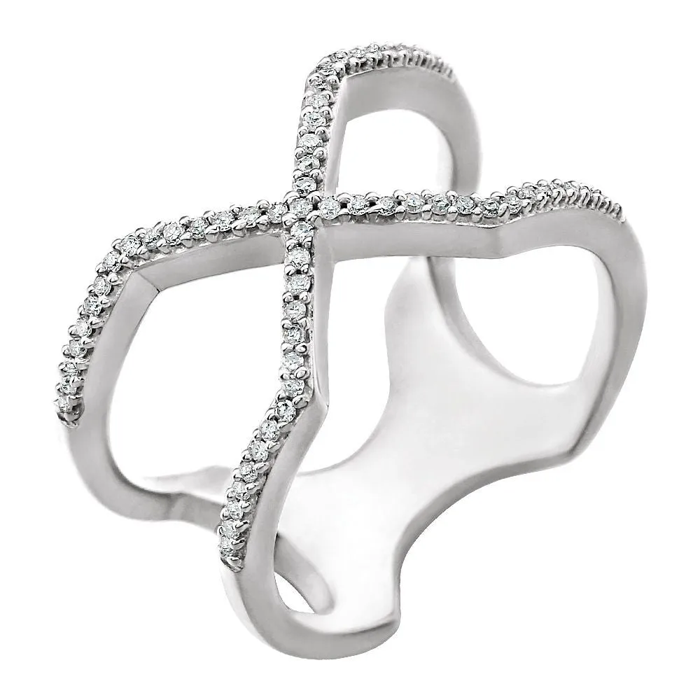 14k White Gold 1/6 CTW Diamond Geometric Ring, Size 7
