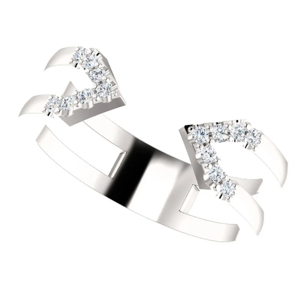 14k White Gold 1/8 CTW Diamond Geometric Ring, Size 7